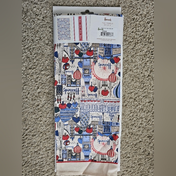 Harrods Tea Towels Set of 2 "Pretty City Tea Towel Set" - Picture 5 of 7